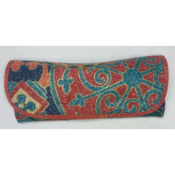 Eyeglass Case For Women Hard Case Sunglasses Fabric Covered Paisley Multicolored - Picture 2 of 8